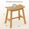 Natural Teak Wood Shower Stool with Curved Seat and H-Shaped Support Bars